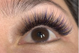 Pink Blue Wispy Eyelash Extensions
